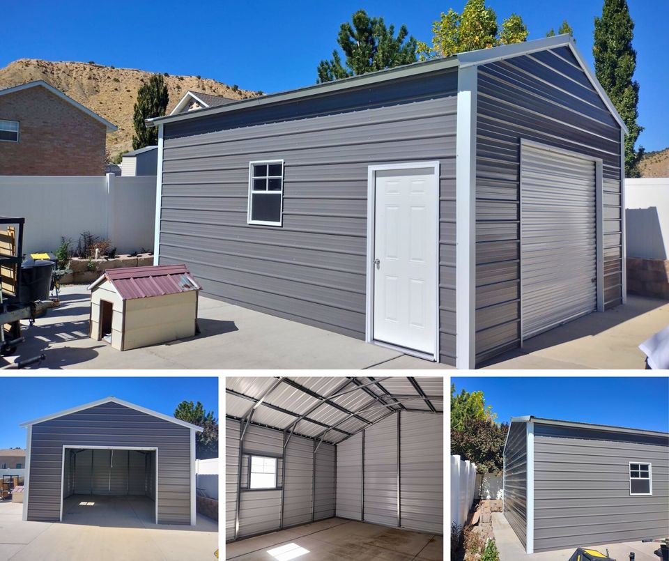 18'x25'x10' A-frame vertical roof building with roll-up door, walk-in door, and window, can be customized
