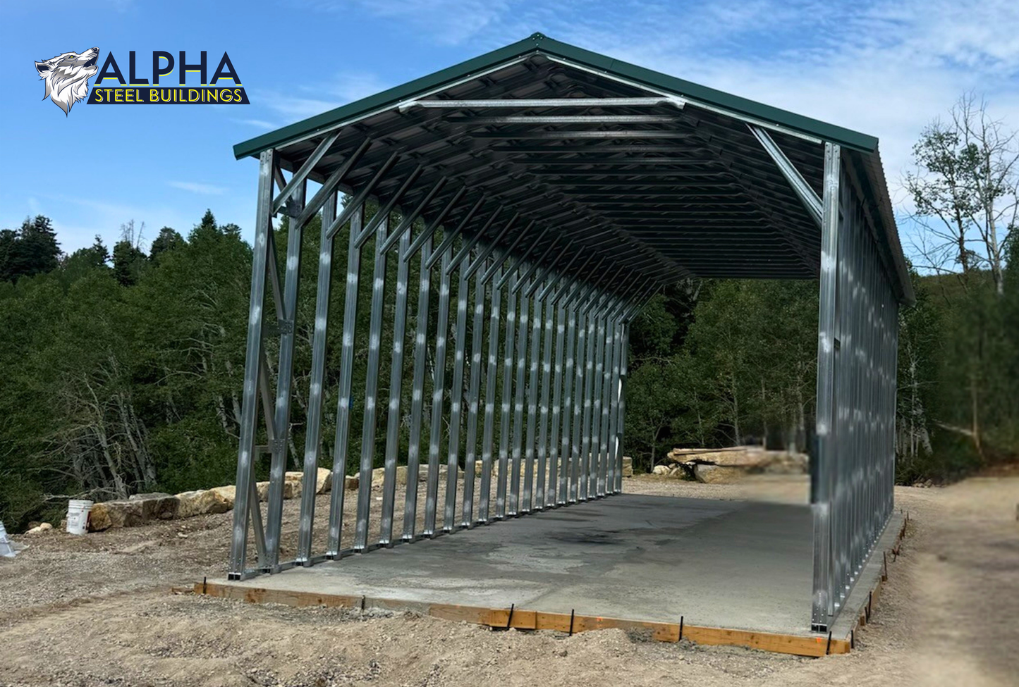 18'x44'x13' vertical roof steel carport featuring a heavy-duty 14-gauge frame with double leg posts, 156 PSF snow load upgrade, and reinforced knee braces.