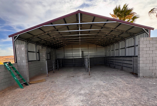 30'x35'x6' A-frame Style With Vertical Roof, Both Vertical Sides & Back Vertical End Closed, Front View. 