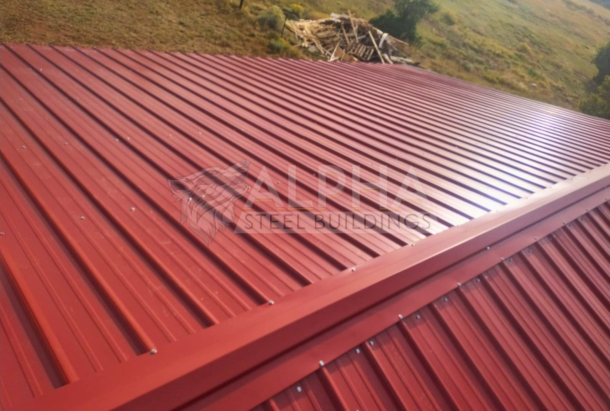 Top left angle view of 30x40x12 a-frame steel carports with vertical roof, fully open for versatile coverage