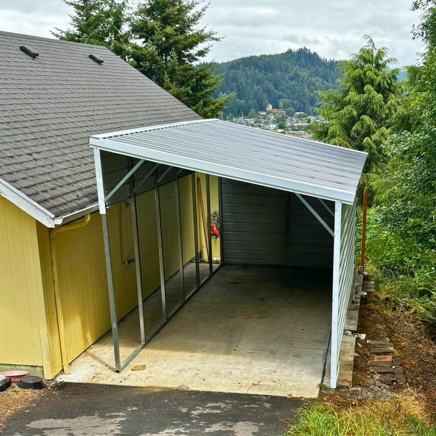 Lean To With Vertical Roof, One Side Closed, One End Closed & One Extra Side Panel