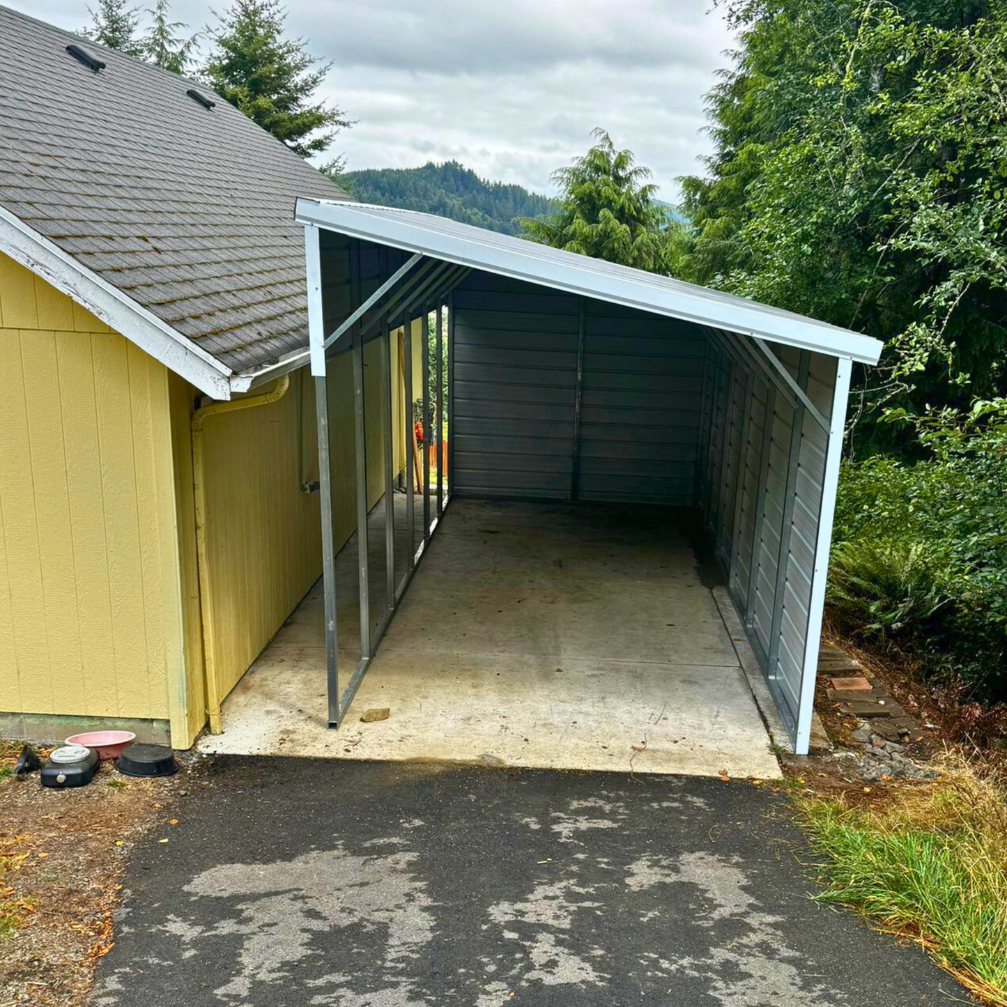 Lean To With Vertical Roof, One Side Closed, One End Closed & One Extra Side Panel