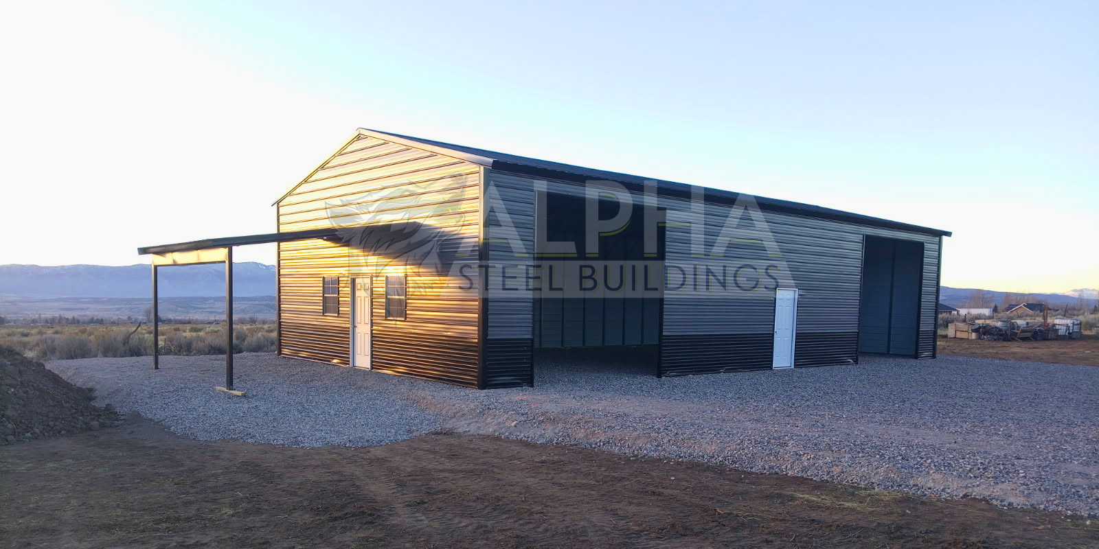Completed steel building by Alpha Steel Buildings