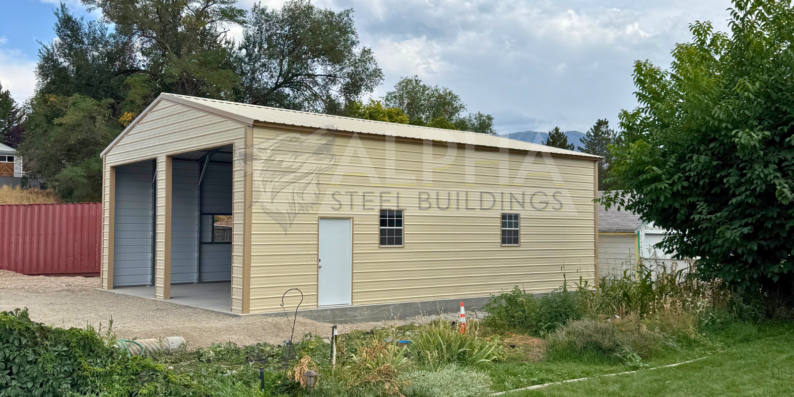 Completed steel building by Alpha Steel Buildings