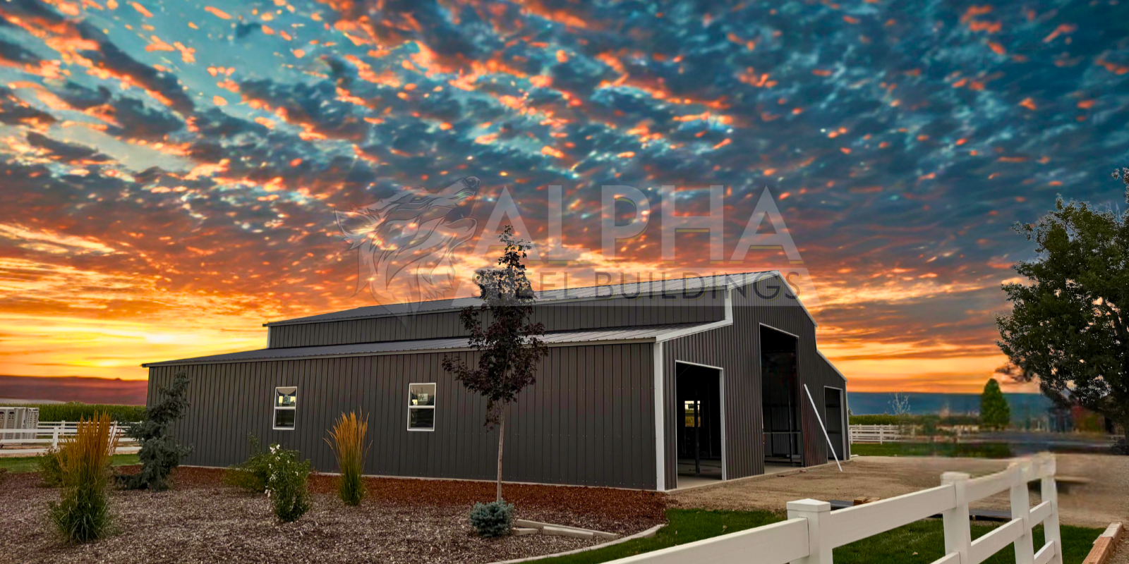 Completed steel building by Alpha Steel Buildings