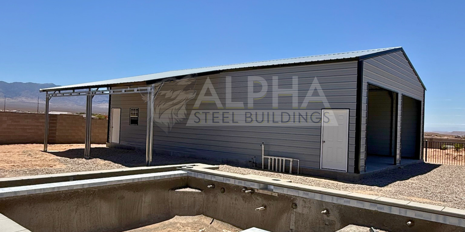 Completed steel building by Alpha Steel Buildings