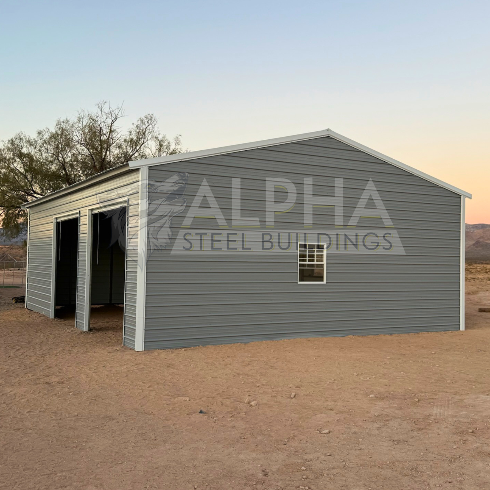 Completed steel building by Alpha Steel Buildings