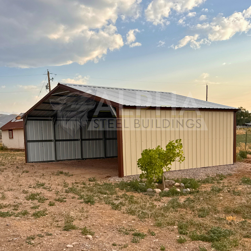 Completed steel building by Alpha Steel Buildings