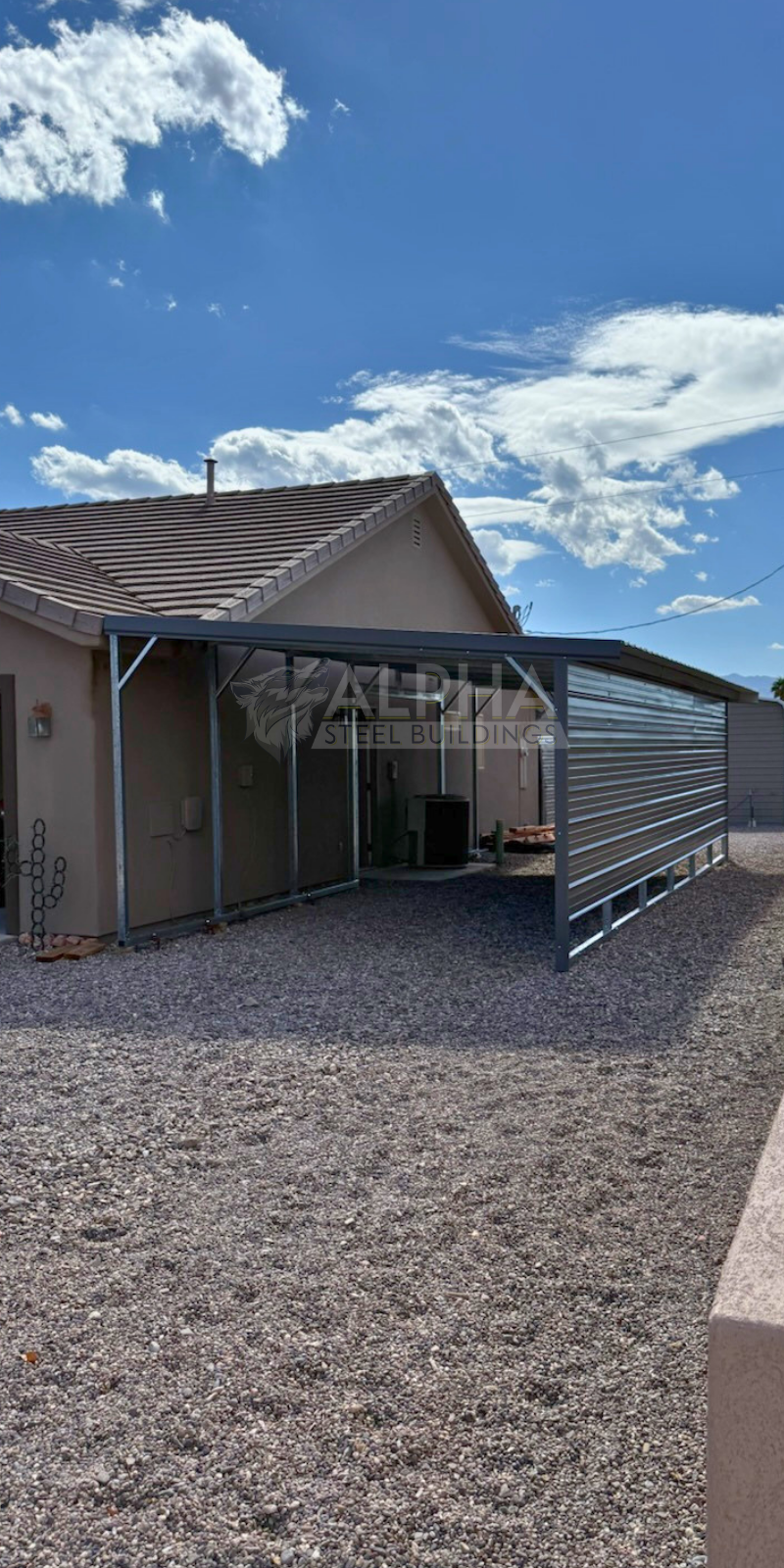 Completed steel building by Alpha Steel Buildings